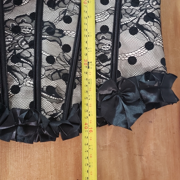 Small Beige Black Lace Polka Dot Corset Bustier Waist Trainer NWOT - Picture 9 of 11
